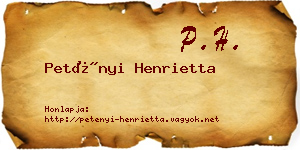 Petényi Henrietta névjegykártya