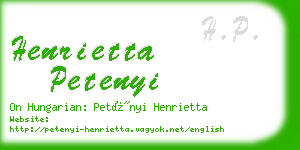 henrietta petenyi business card